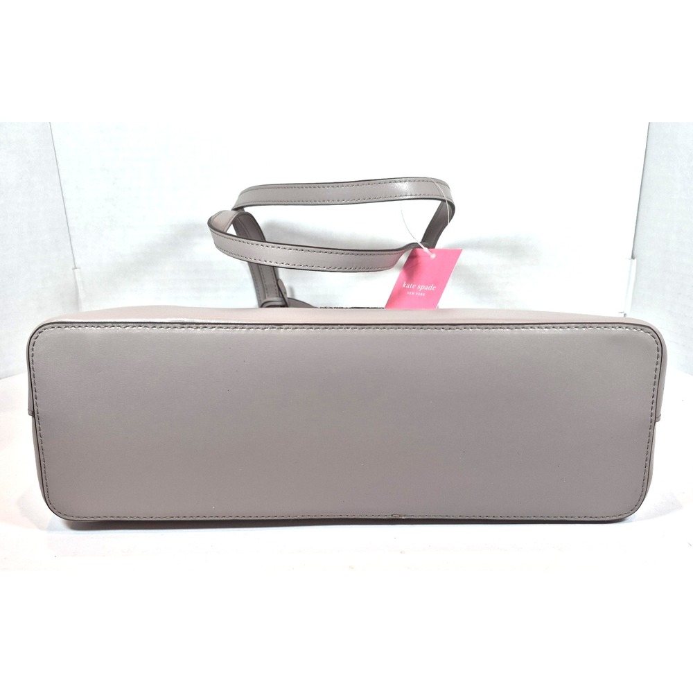 KATE SPADE Kerri Medium Zip Tote Taupe  Smooth Leather Glitter  Charm NEW - Picture 6 of 11